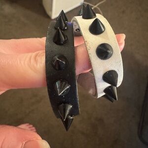 Hot Topic Black and White Spiked Bracelets